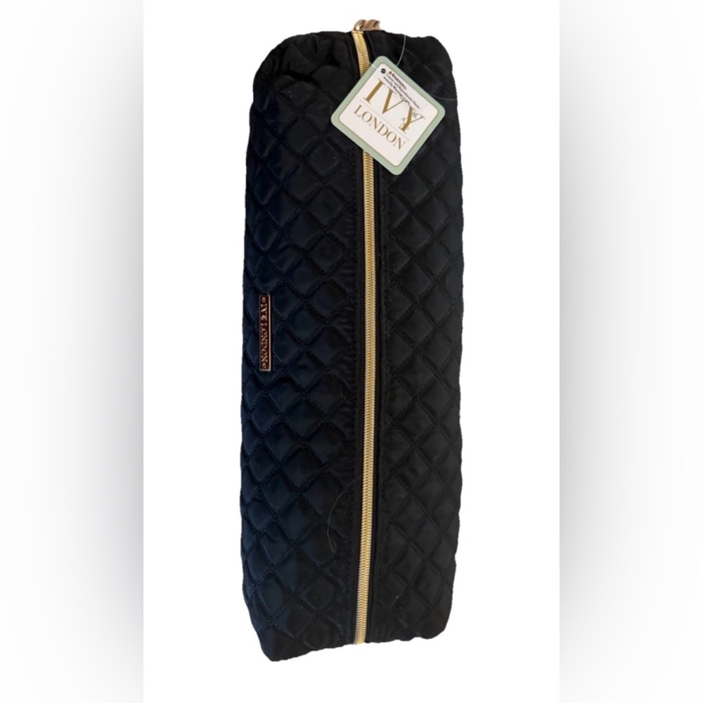 NEW 16” HAIR TOOL BAG BLACK GOLD QUILTED TRAVEL CASE FOR FLAT IRON STRAIGHTENING